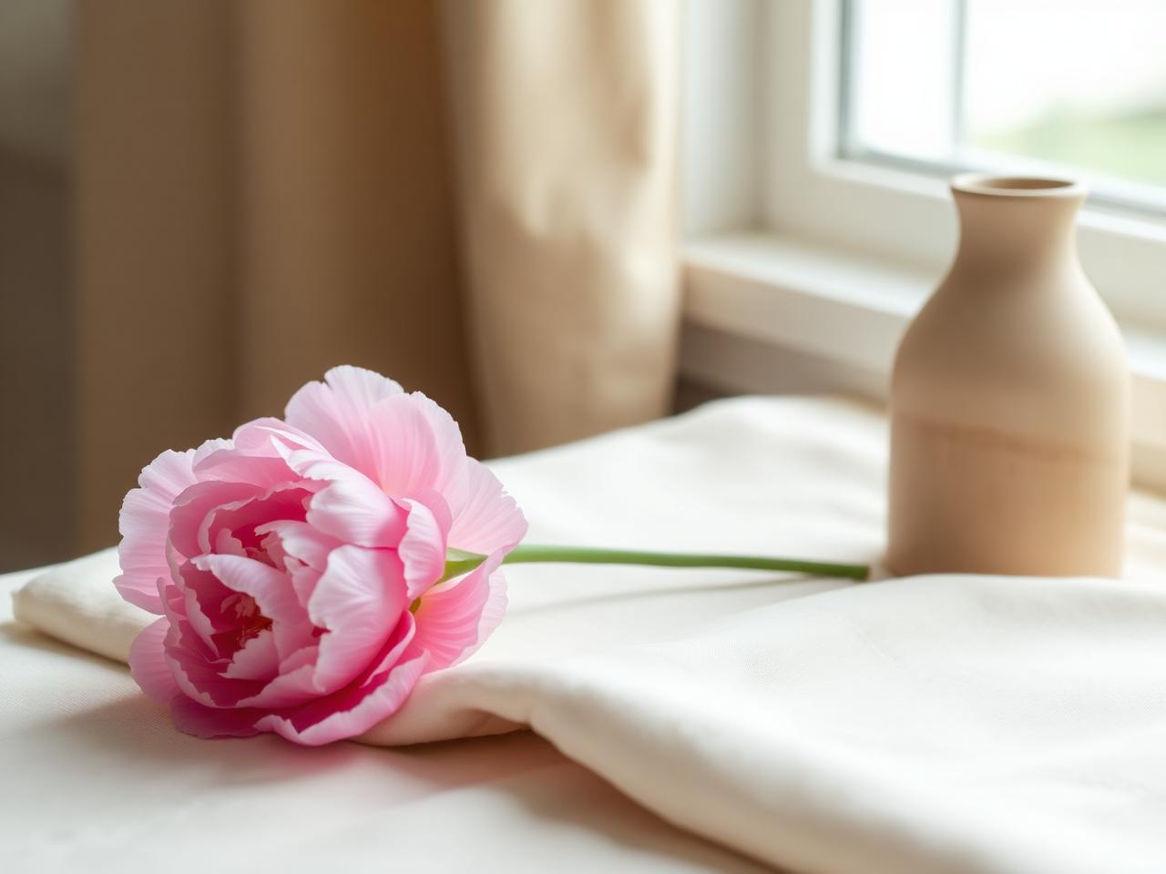 Soft cream linen with dried wildflowers